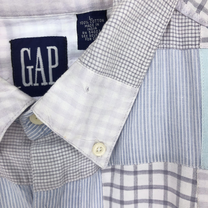 90'S GAP Old Gap Patchwork Long Sleeve Button Down Check Shirt Men's L Size Vintage /eaa473092