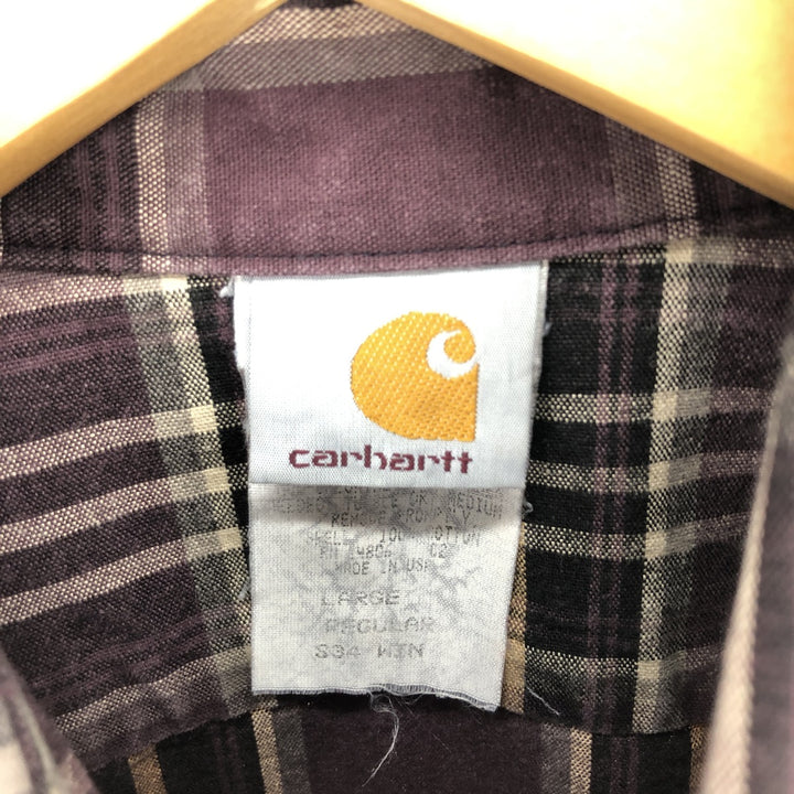 90'S Carhartt long sleeve button down check shirt made in USA, men's size L, vintage /eaa473098