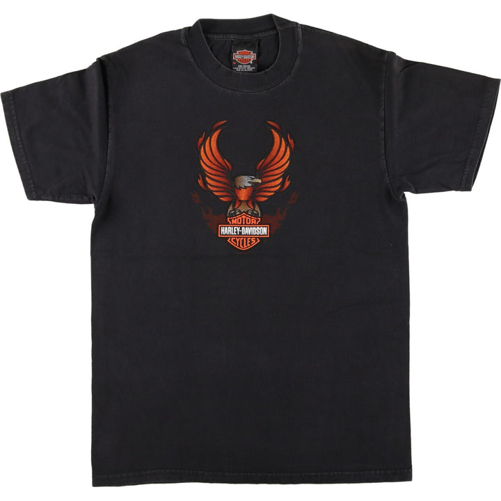 00'S Harley-Davidson Hanes Eagle Pattern Motorcycle Bike T-shirt Made in USA Men's M size /eaa473153