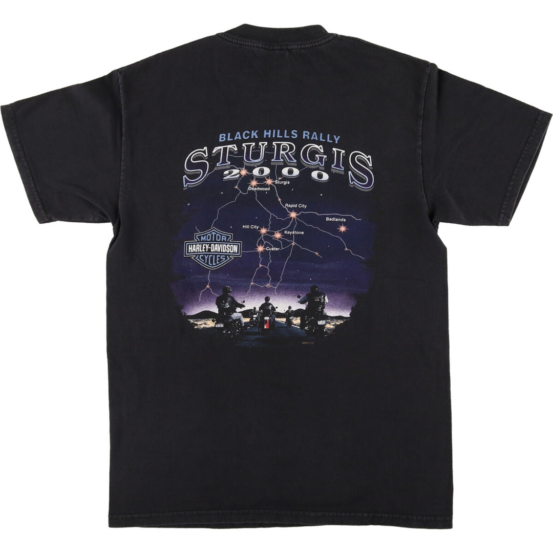 00'S Harley-Davidson Hanes Eagle Pattern Motorcycle Bike T-shirt Made in USA Men's M size /eaa473153