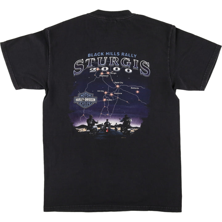 00'S Harley-Davidson Hanes Eagle Pattern Motorcycle Bike T-shirt Made in USA Men's M size /eaa473153