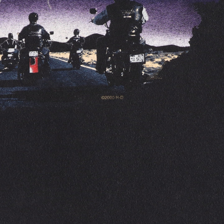 00'S Harley-Davidson Hanes Eagle Pattern Motorcycle Bike T-shirt Made in USA Men's M size /eaa473153