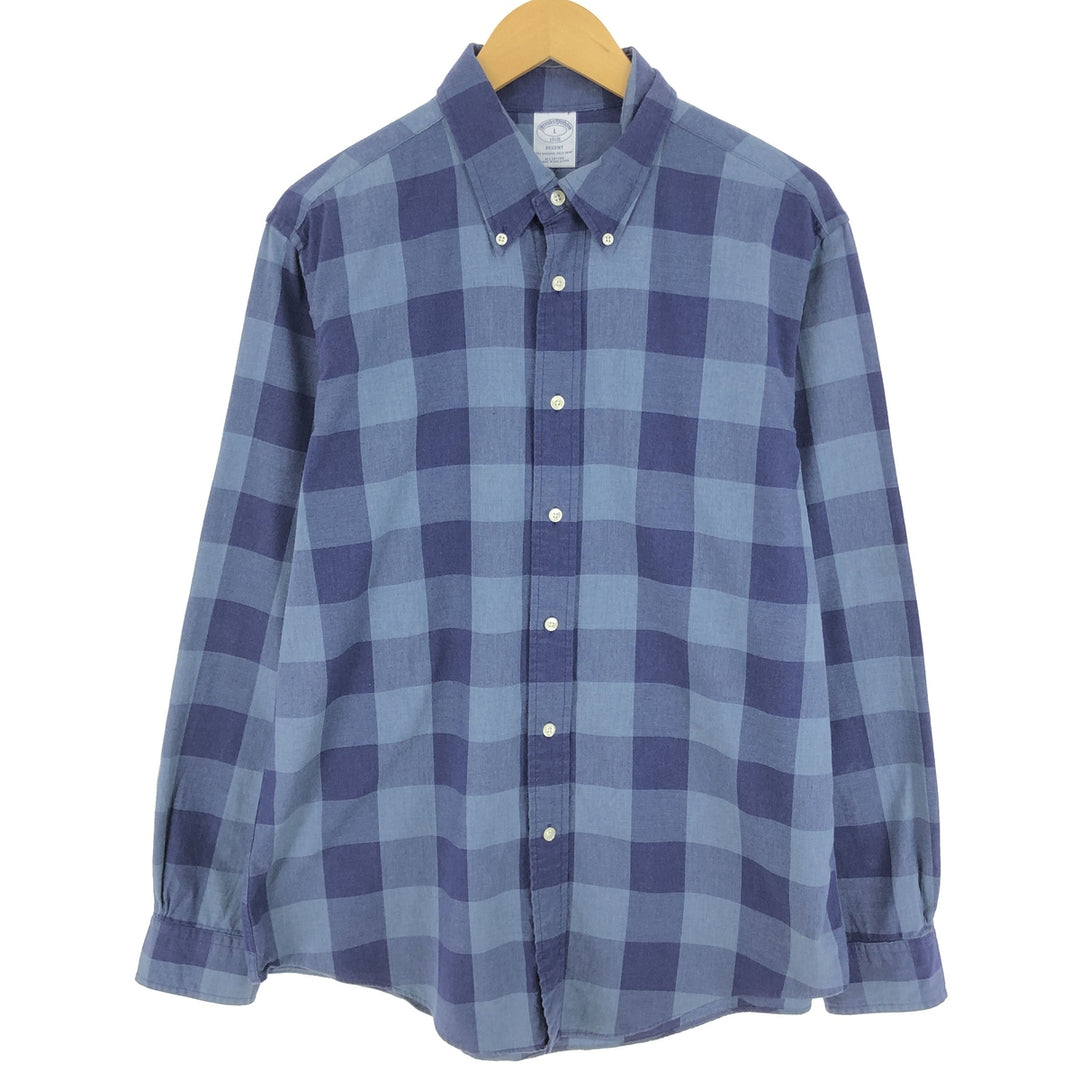 Brooks Brothers 1818 REGENT Long Sleeve Button-Down Check Shirt Men's Size L / eaa473204