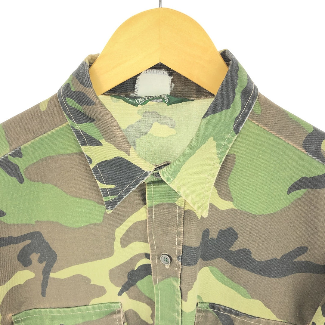 ~90'S Bass Pro Shops OUTDOORS Camouflage Pattern Long Sleeve Cotton x Poly Shirt Made in USA Men's L Size Vintage /eaa473209
