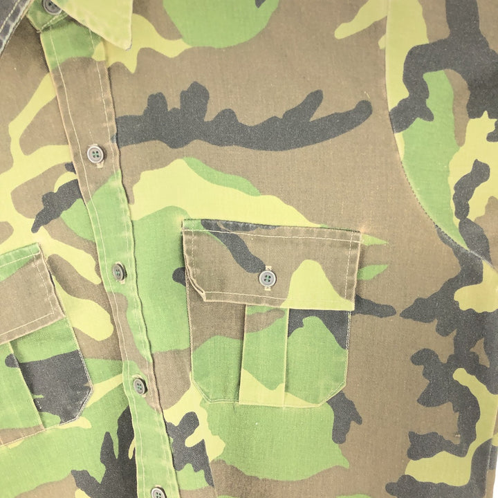 ~90'S Bass Pro Shops OUTDOORS Camouflage Pattern Long Sleeve Cotton x Poly Shirt Made in USA Men's L Size Vintage /eaa473209