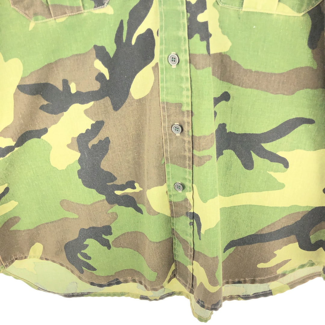 ~90'S Bass Pro Shops OUTDOORS Camouflage Pattern Long Sleeve Cotton x Poly Shirt Made in USA Men's L Size Vintage /eaa473209