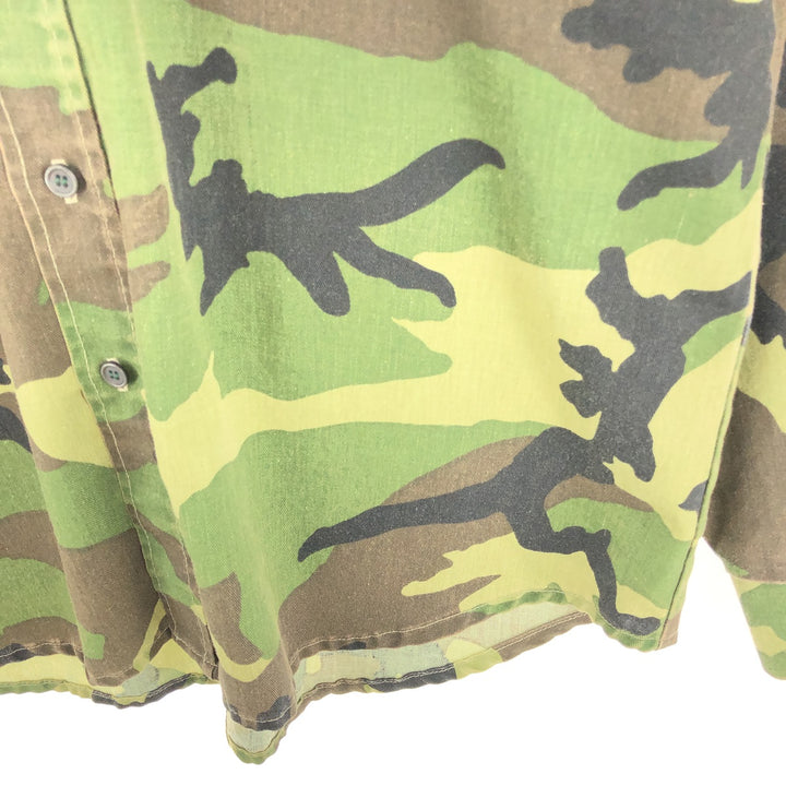 ~90'S Bass Pro Shops OUTDOORS Camouflage Pattern Long Sleeve Cotton x Poly Shirt Made in USA Men's L Size Vintage /eaa473209