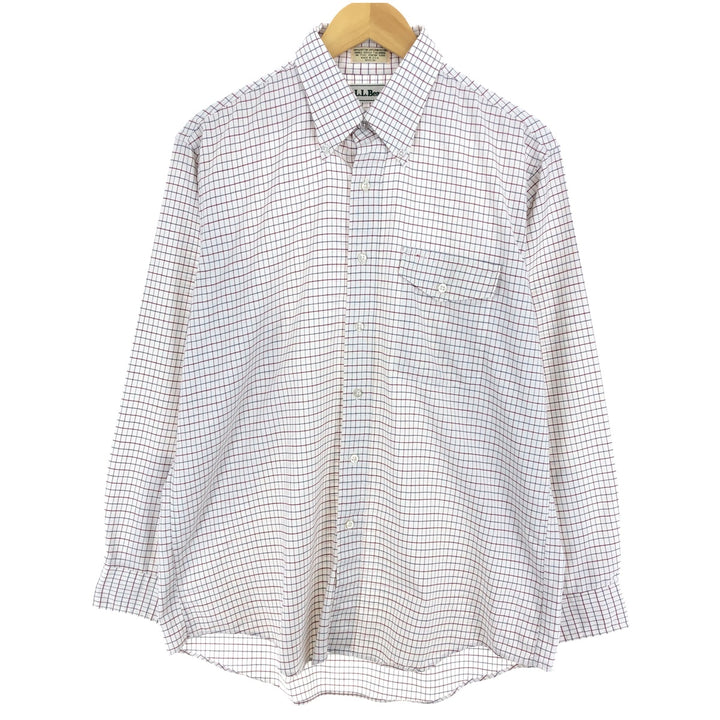 80'S LLBean Long Sleeve Button Down Check Shirt Made in USA Men's L Size Vintage /eaa473215