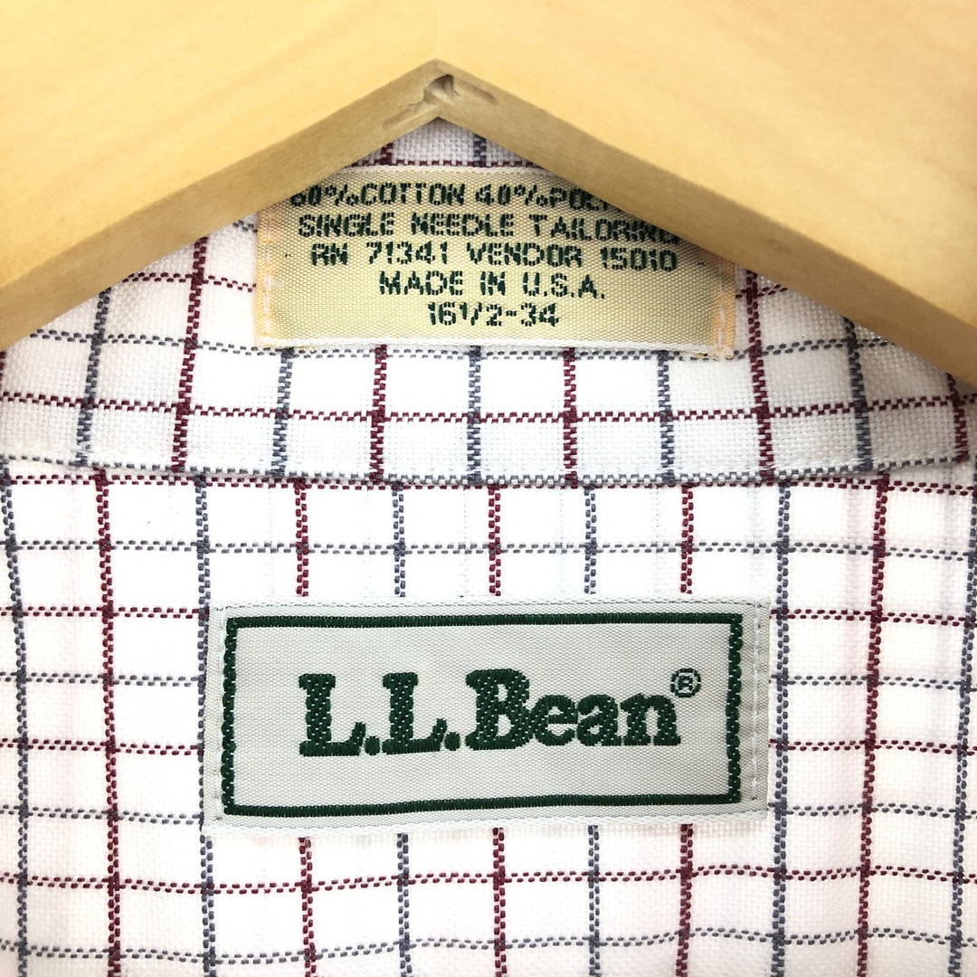 80'S LLBean Long Sleeve Button Down Check Shirt Made in USA Men's L Size Vintage /eaa473215
