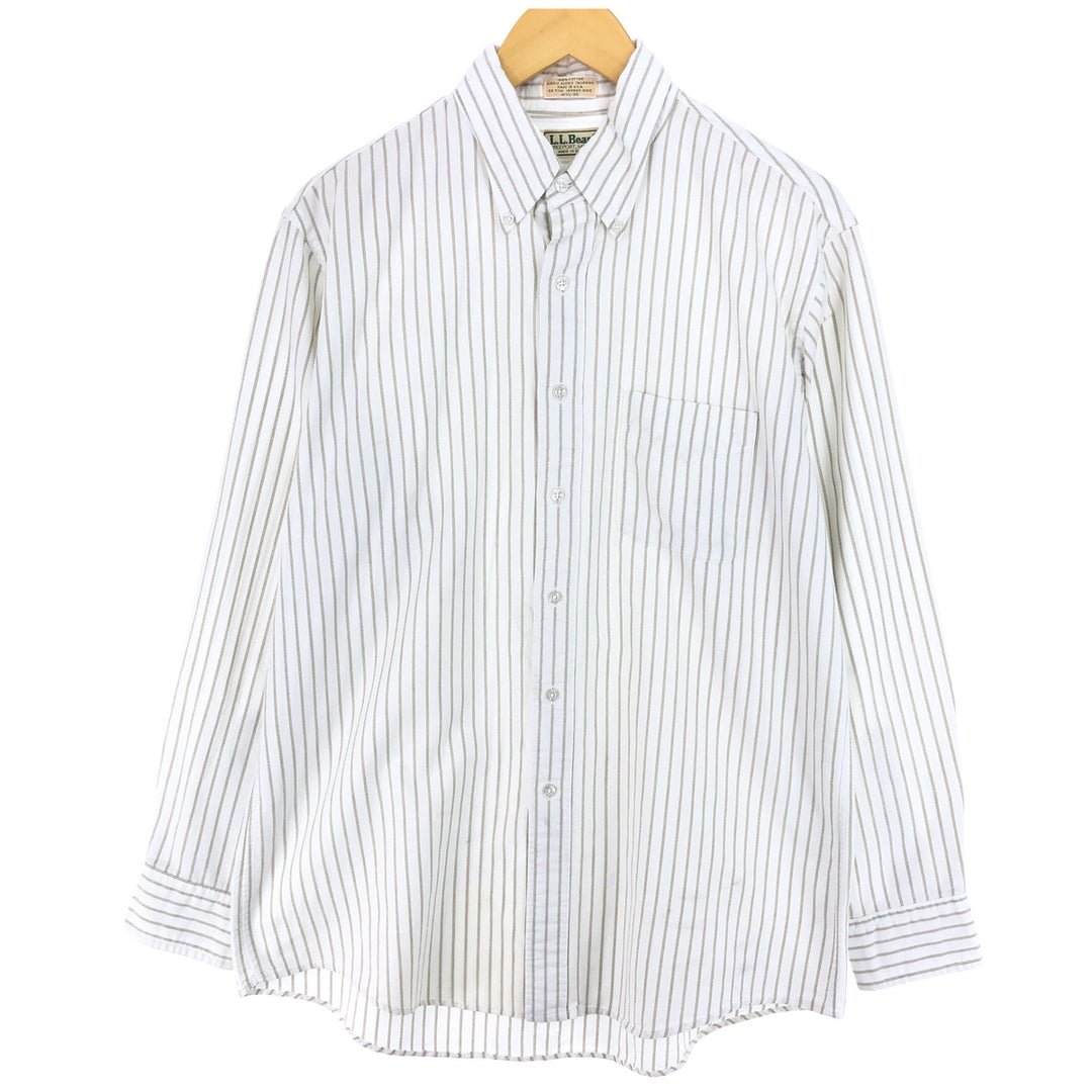~90'S LLBean Long Sleeve Button-Down Striped Shirt Made in USA Men's L Size Vintage /eaa473219