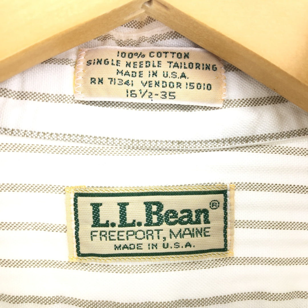 ~90'S LLBean Long Sleeve Button-Down Striped Shirt Made in USA Men's L Size Vintage /eaa473219
