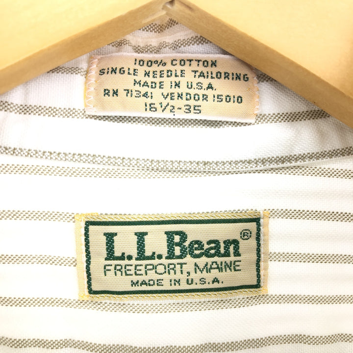 ~90'S LLBean Long Sleeve Button-Down Striped Shirt Made in USA Men's L Size Vintage /eaa473219