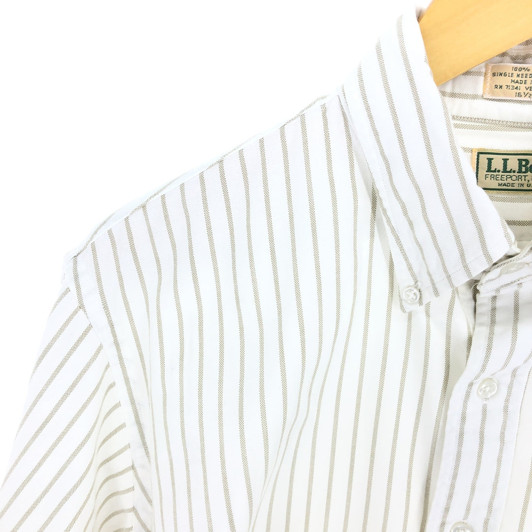 ~90'S LLBean Long Sleeve Button-Down Striped Shirt Made in USA Men's L Size Vintage /eaa473219