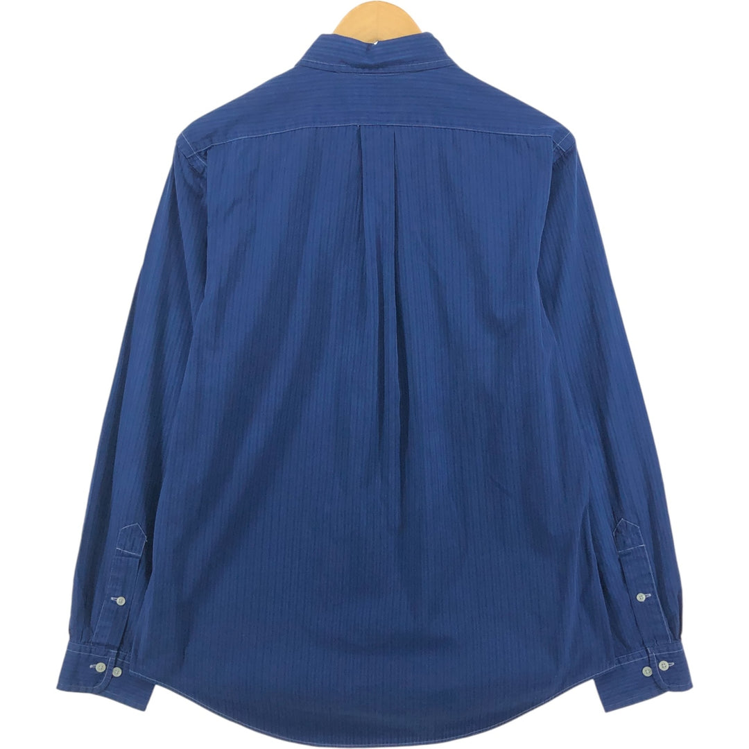 Ralph Lauren POLO by Ralph Lauren CUSTOM FIT long sleeve button down striped shirt men's size L cotton navy blue type Vintage Second Hand