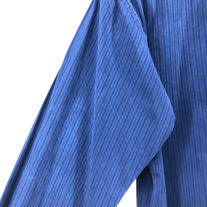 Ralph Lauren POLO by Ralph Lauren CUSTOM FIT long sleeve button down striped shirt men's size L cotton navy blue type Vintage Second Hand