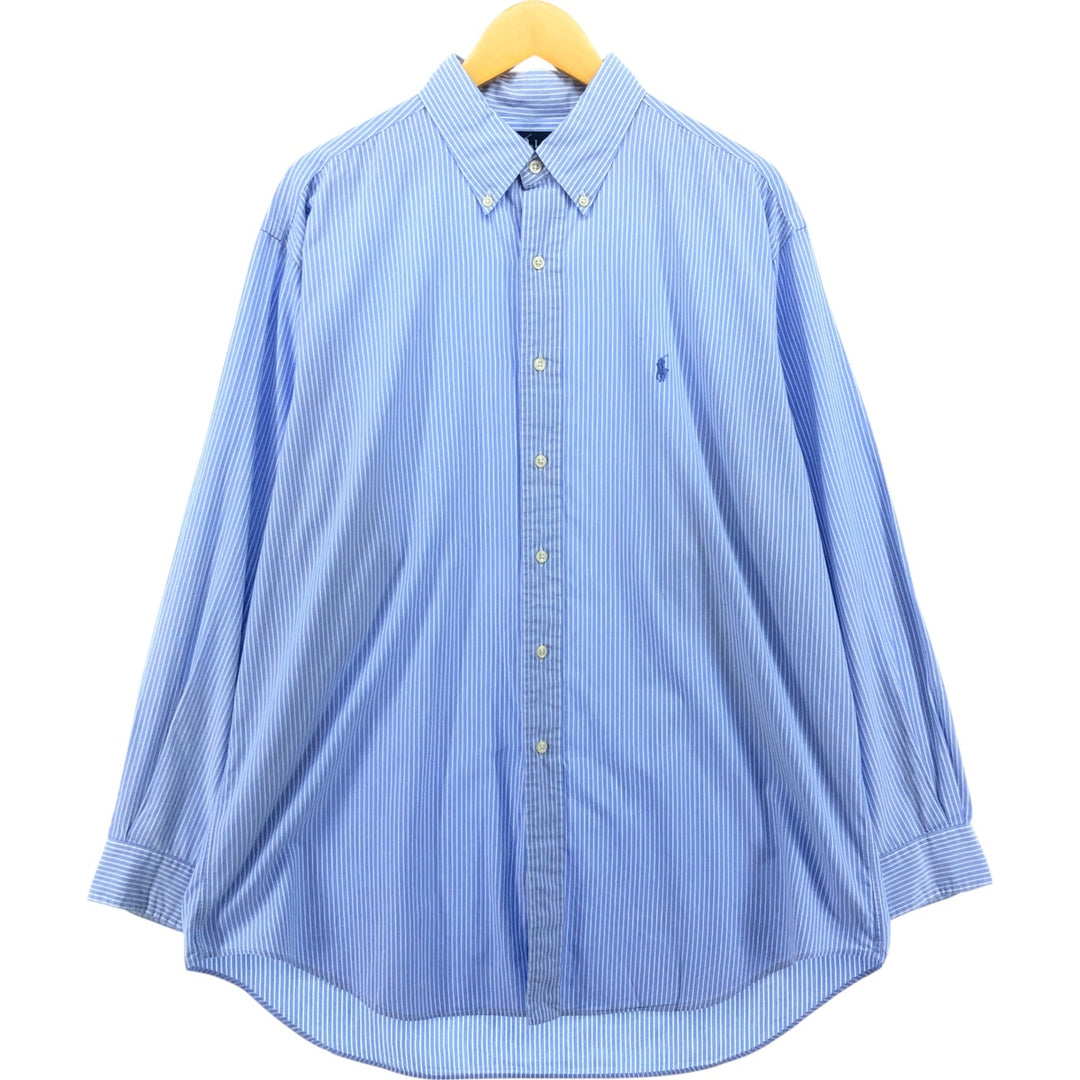 Ralph Lauren YARMOUTH Long Sleeve Button-Down Striped Shirt, Men's XL cotton blue type Vintage Second Hand