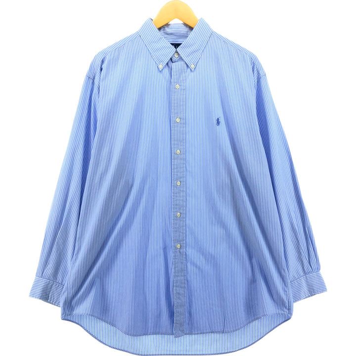Ralph Lauren YARMOUTH Long Sleeve Button-Down Striped Shirt, Men's XL cotton blue type Vintage Second Hand
