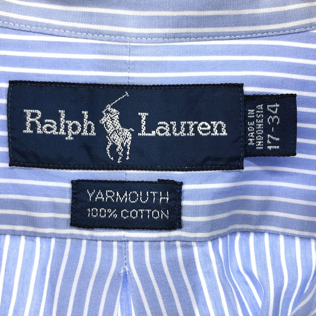 Ralph Lauren YARMOUTH Long Sleeve Button-Down Striped Shirt, Men's XL cotton blue type Vintage Second Hand