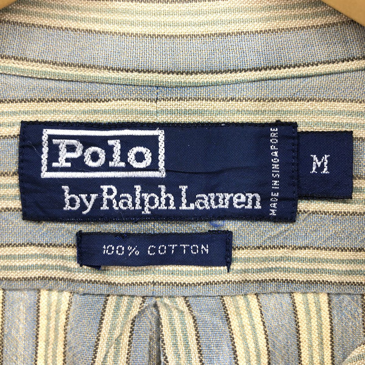 Ralph Lauren POLO by Ralph Lauren long sleeve cotton striped shirt, men's size M cotton yellow type Vintage Second Hand