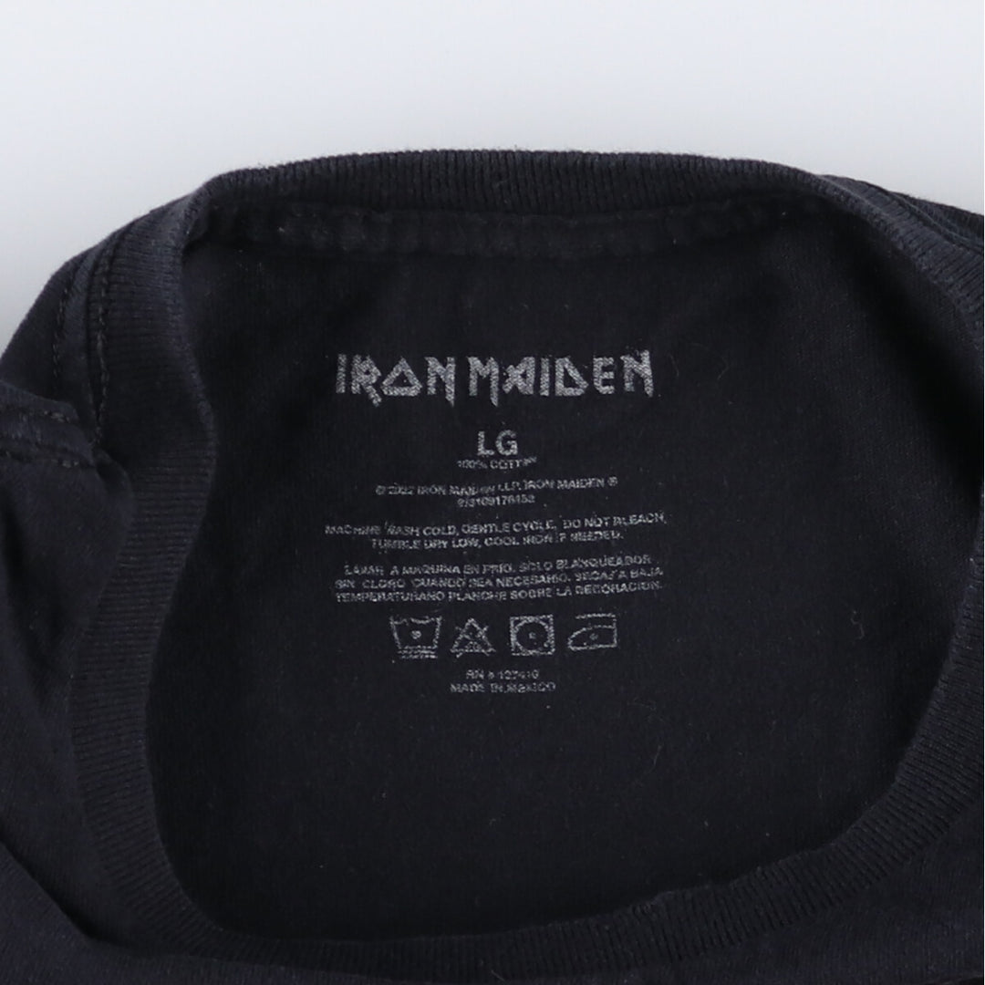 IRON MAIDEN Iron Maiden Band T-shirt Band T Men's L size cotton black type Vintage Second Hand