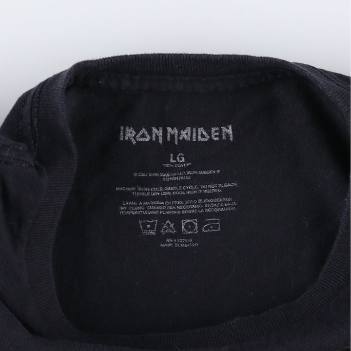 IRON MAIDEN Iron Maiden Band T-shirt Band T Men's L size cotton black type Vintage Second Hand