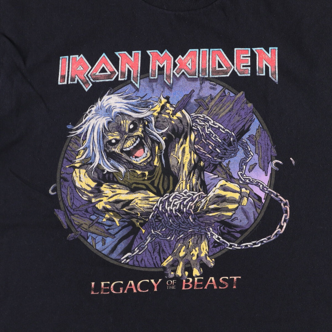 IRON MAIDEN Iron Maiden Band T-shirt Band T Men's L size cotton black type Vintage Second Hand