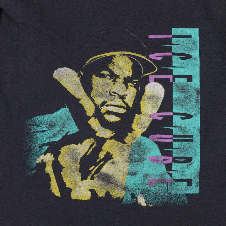 ICE CUBE Rap T-shirt, Men's L size unclear black type Vintage Second Hand