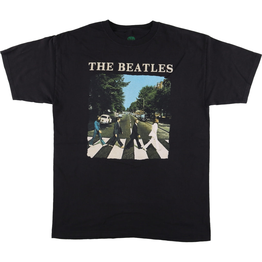 THE BEATLES Band T-shirt, Men's L size cotton black type Vintage Second Hand