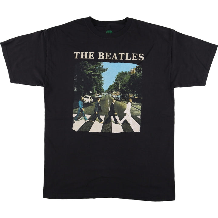 THE BEATLES Band T-shirt, Men's L size cotton black type Vintage Second Hand