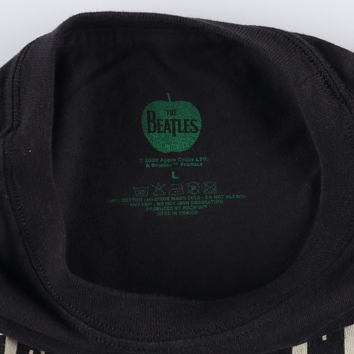 THE BEATLES Band T-shirt, Men's L size cotton black type Vintage Second Hand