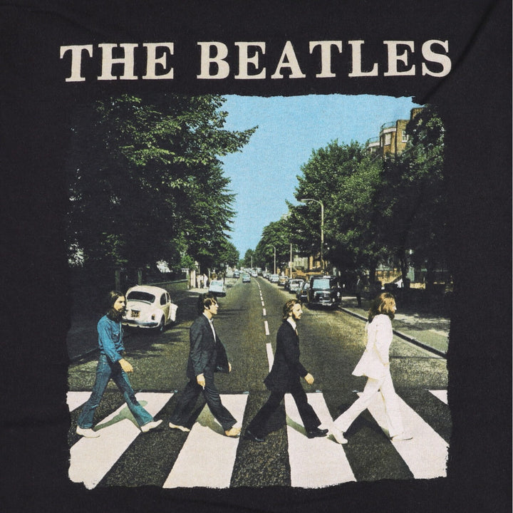 THE BEATLES Band T-shirt, Men's L size cotton black type Vintage Second Hand