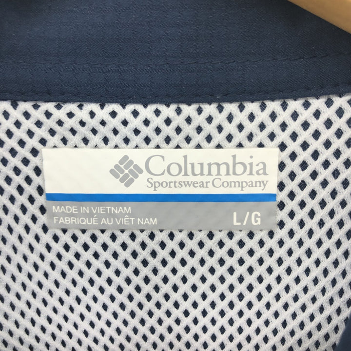 Columbia PFG button-down long sleeve fishing shirt, men's size L polyester navy blue type Vintage Second Hand