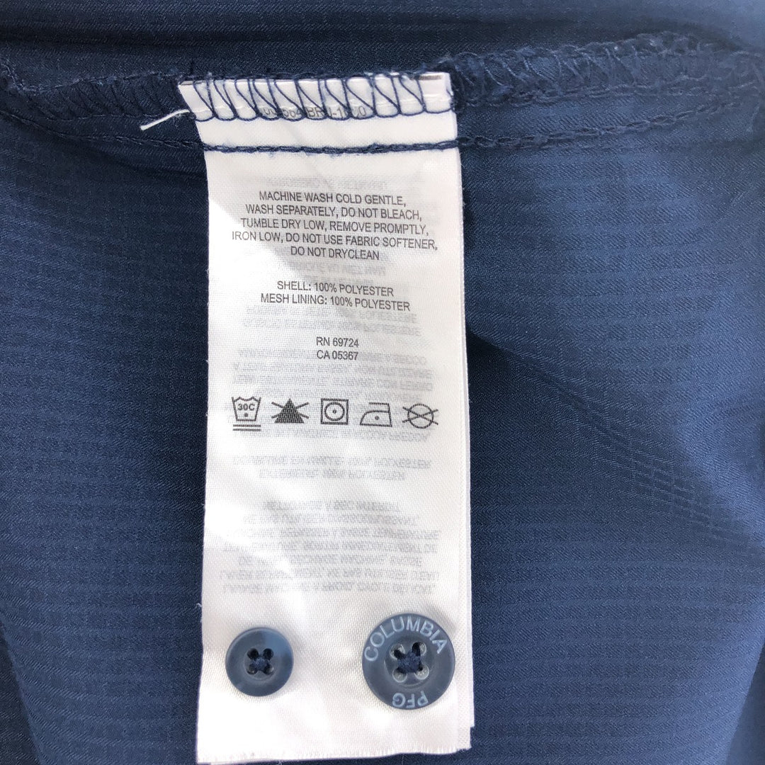Columbia PFG button-down long sleeve fishing shirt, men's size L polyester navy blue type Vintage Second Hand