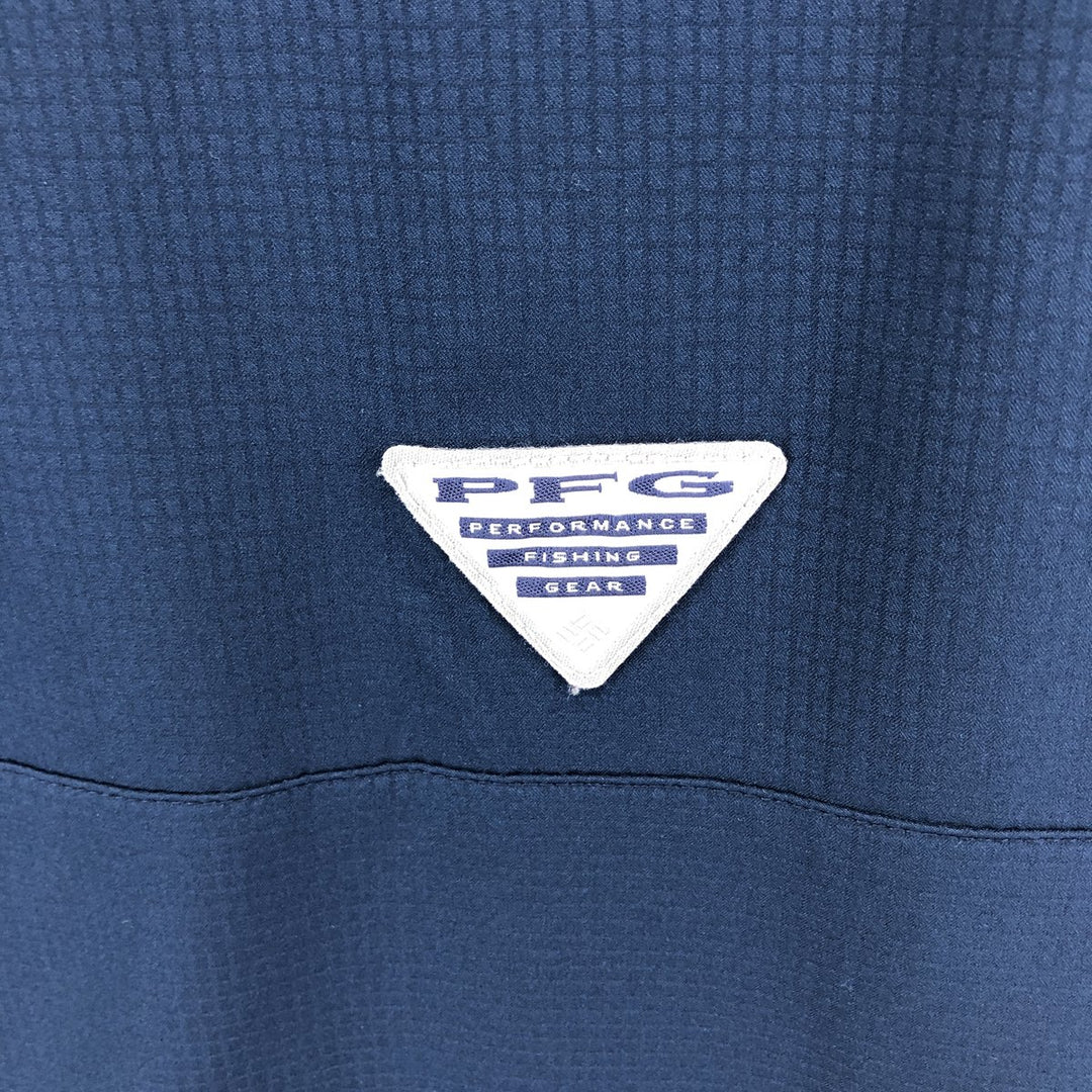 Columbia PFG button-down long sleeve fishing shirt, men's size L polyester navy blue type Vintage Second Hand