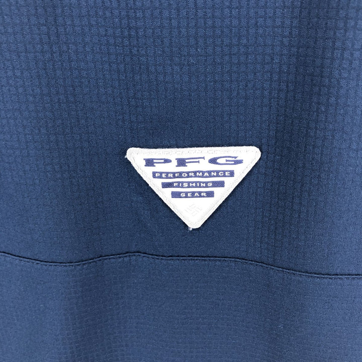 Columbia PFG button-down long sleeve fishing shirt, men's size L polyester navy blue type Vintage Second Hand