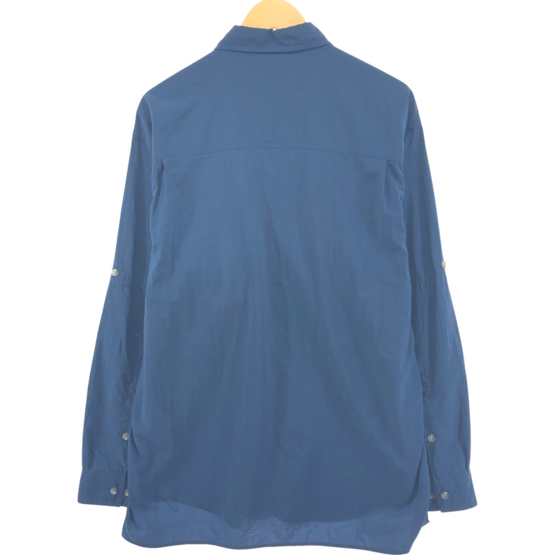 90s-00'S Columbia Long Sleeve Fishing Shirt Roll-Up Shirt Men's L Size Vintage Nylon navy blue type Vintage Second Hand