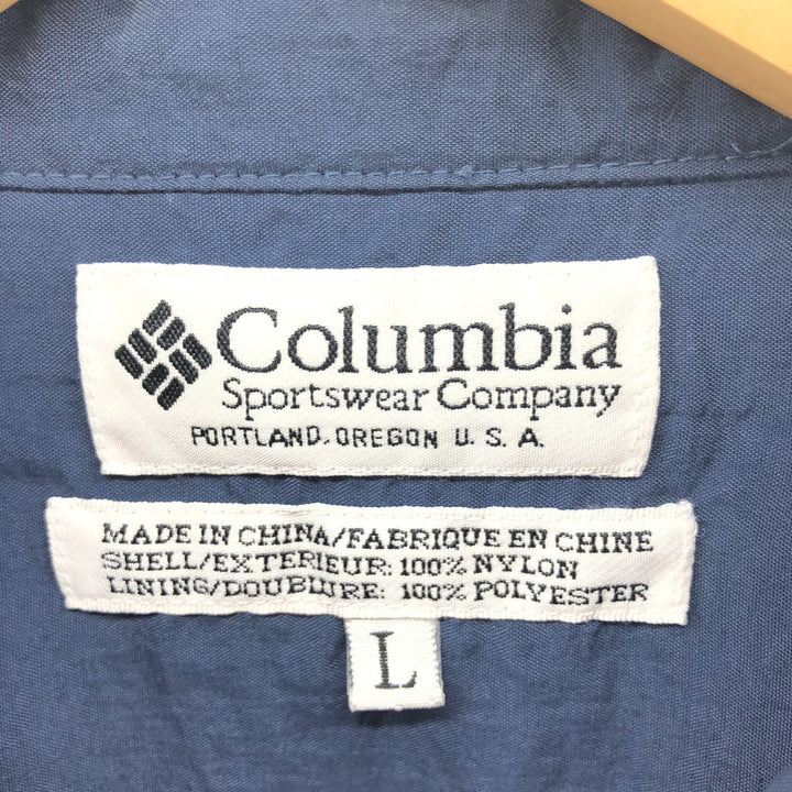 90s-00'S Columbia Long Sleeve Fishing Shirt Roll-Up Shirt Men's L Size Vintage Nylon navy blue type Vintage Second Hand