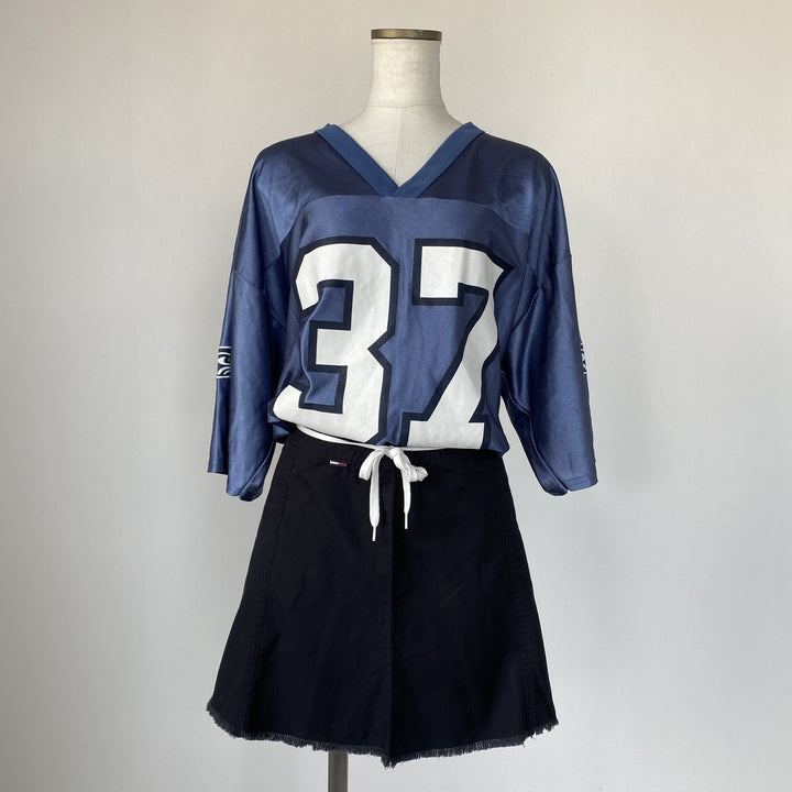 Vintage 90'S Tommy Hilfiger cotton flared mini skirt, size L, women's size L cotton black type Vintage Second Hand