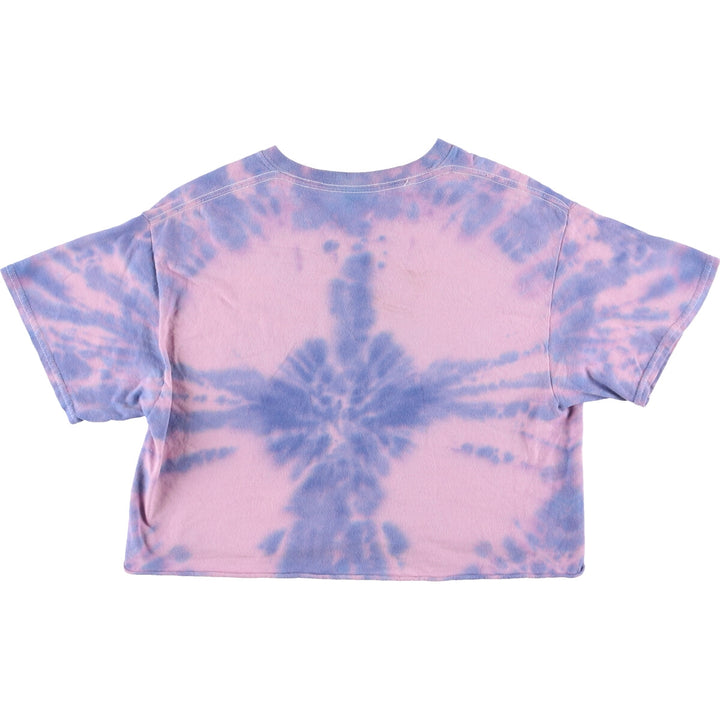 DEF LEPPARD Tie-dye Pattern Cropped Cut-off Band T-shirt, Women's Size S / eaa473935