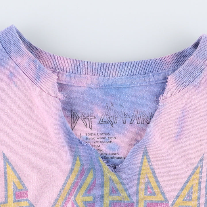 DEF LEPPARD Tie-dye Pattern Cropped Cut-off Band T-shirt, Women's Size S / eaa473935