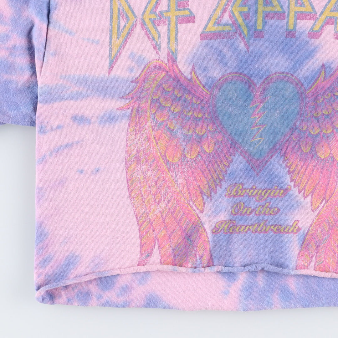 DEF LEPPARD Tie-dye Pattern Cropped Cut-off Band T-shirt, Women's Size S / eaa473935