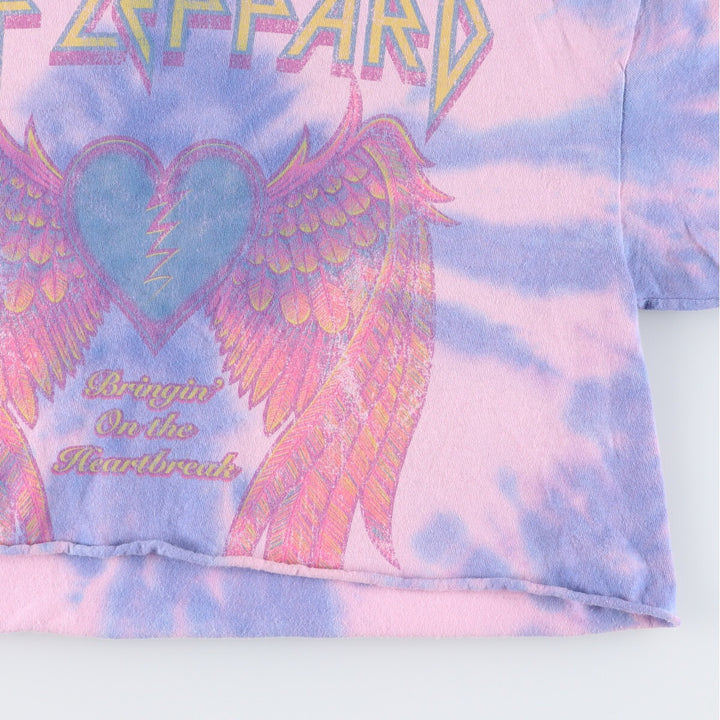 DEF LEPPARD Tie-dye Pattern Cropped Cut-off Band T-shirt, Women's Size S / eaa473935