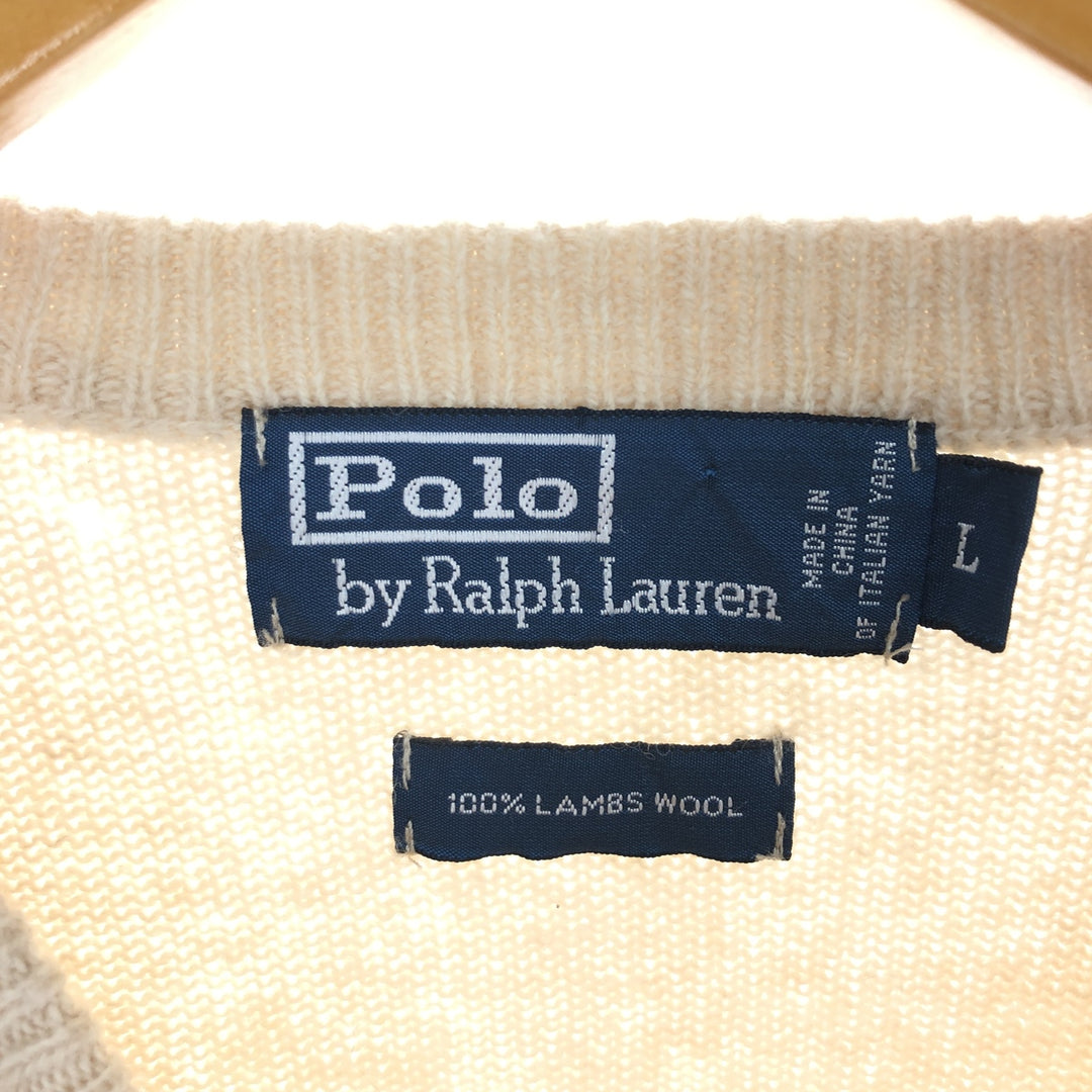 Ralph Lauren POLO by Ralph Lauren V-neck lambswool knit sweater, men's size L / eaa474169