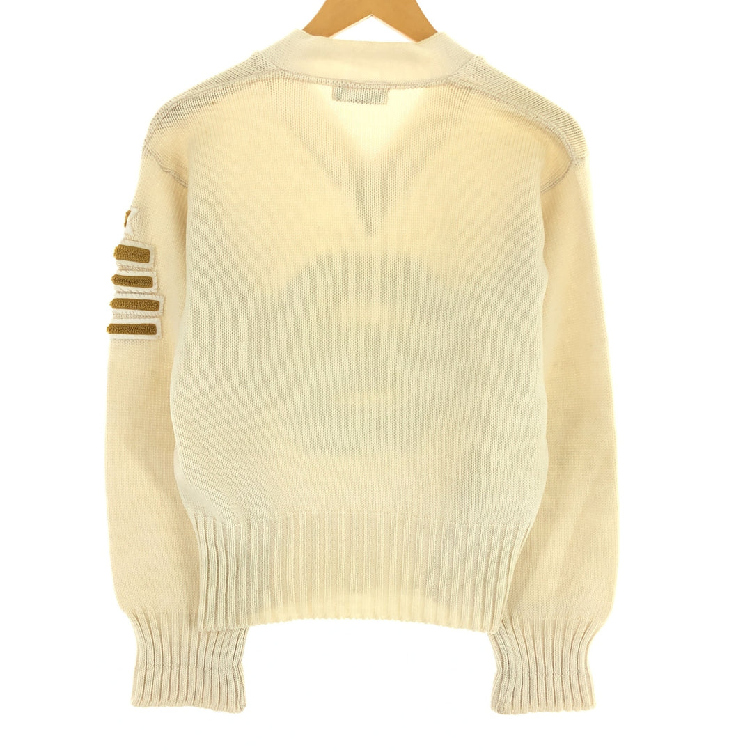 60s-70'S SAND KNIT V-neck lettered knit sweater, men's size S, vintage / eaa474181