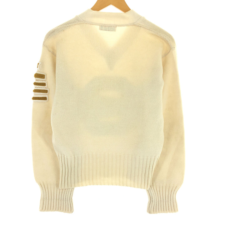 60s-70'S SAND KNIT V-neck lettered knit sweater, men's size S, vintage / eaa474181