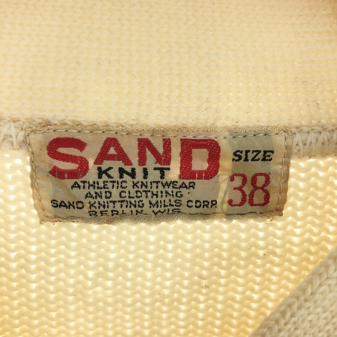 60s-70'S SAND KNIT V-neck lettered knit sweater, men's size S, vintage / eaa474181