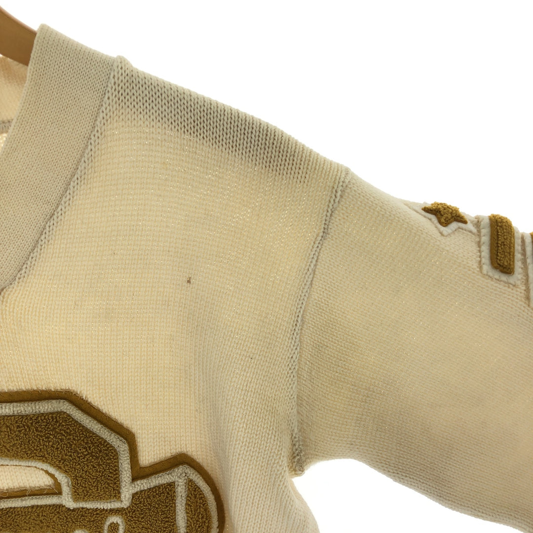 60s-70'S SAND KNIT V-neck lettered knit sweater, men's size S, vintage / eaa474181