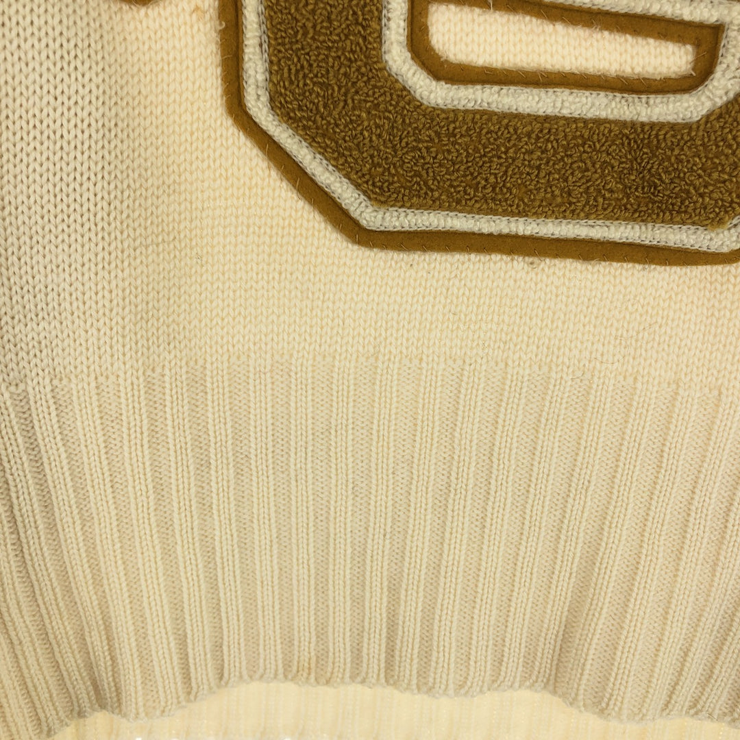 60s-70'S SAND KNIT V-neck lettered knit sweater, men's size S, vintage / eaa474181