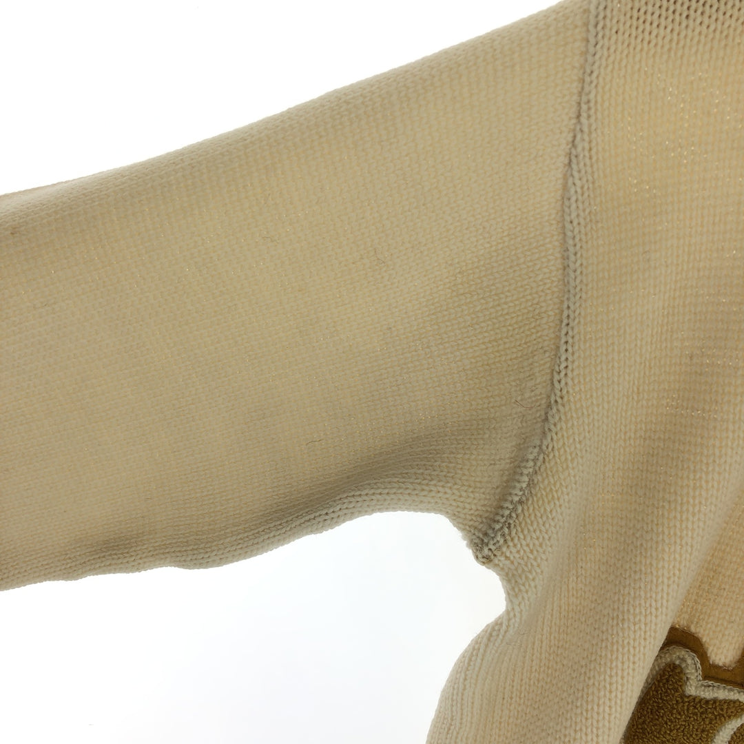 60s-70'S SAND KNIT V-neck lettered knit sweater, men's size S, vintage / eaa474181