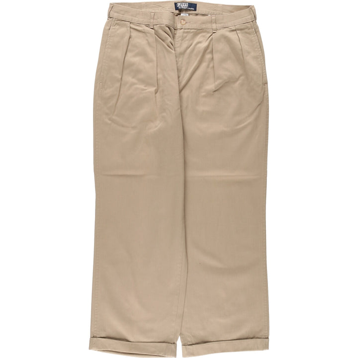 Ralph Lauren POLO by Ralph Lauren Two-pleat Chino Pants for Men, W35 cotton Khaki type beige Vintage Second Hand